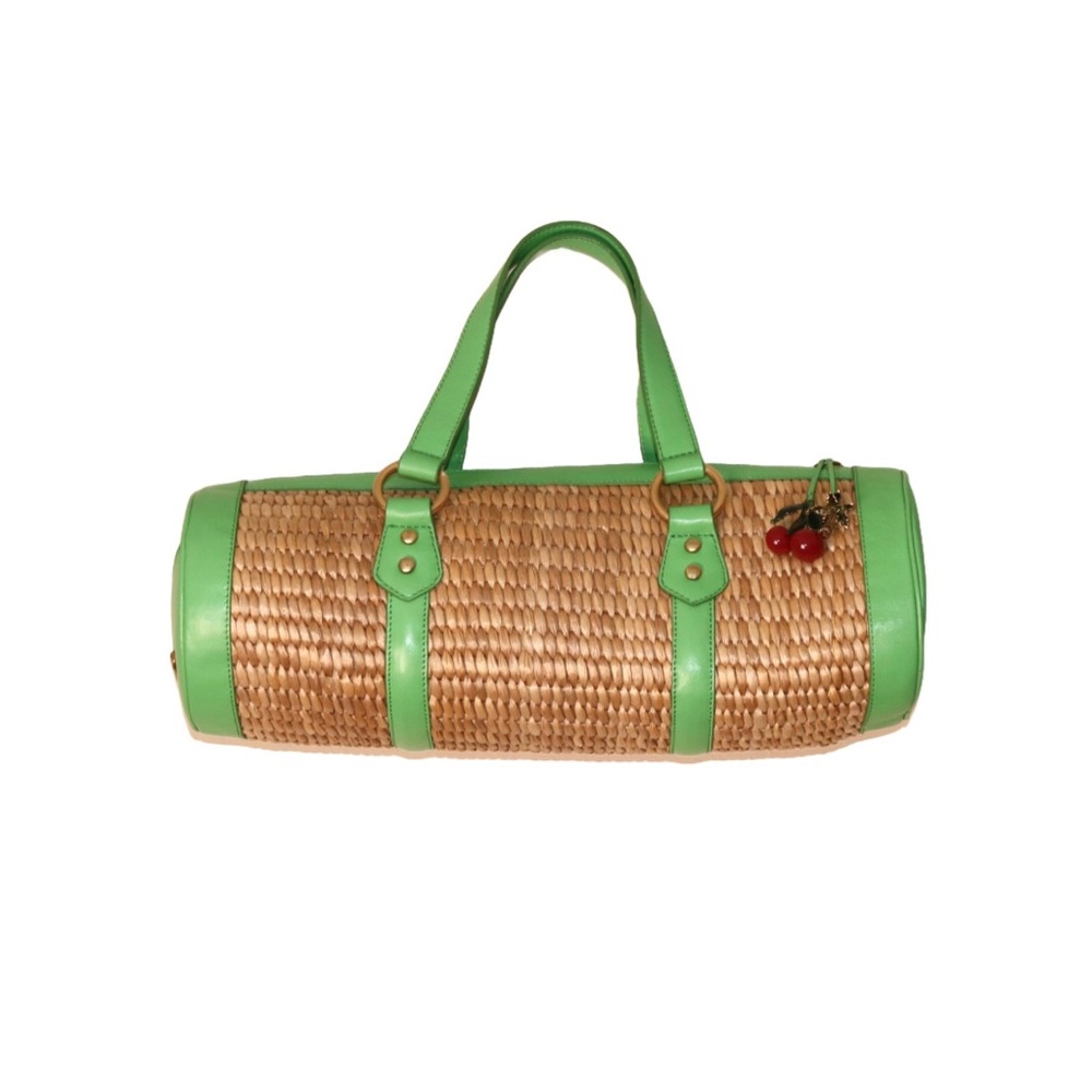 RARE! Juicy Couture Woven Straw Wicker Barrel Purse in Green